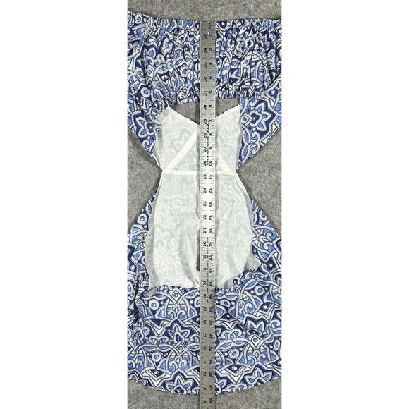 Chakeris Charleston Off The Shoulder Blouse Women’s M Blue Geometric Cut Out NWT - Picture 9 of 10